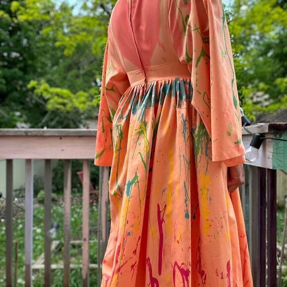 vintage painted prom wedding dress Streetwear art - Picture 5 of 8